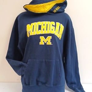 Michigan University sz large embroidered kangaroo pocket hoodie sweatshirt.
